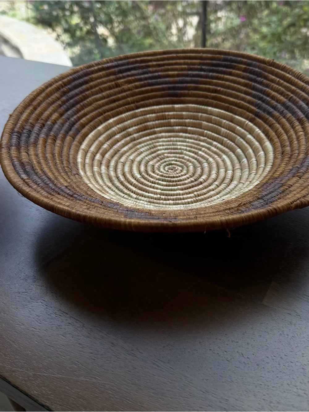 Handwoven Decorative Coil Basket in Brown and Cream